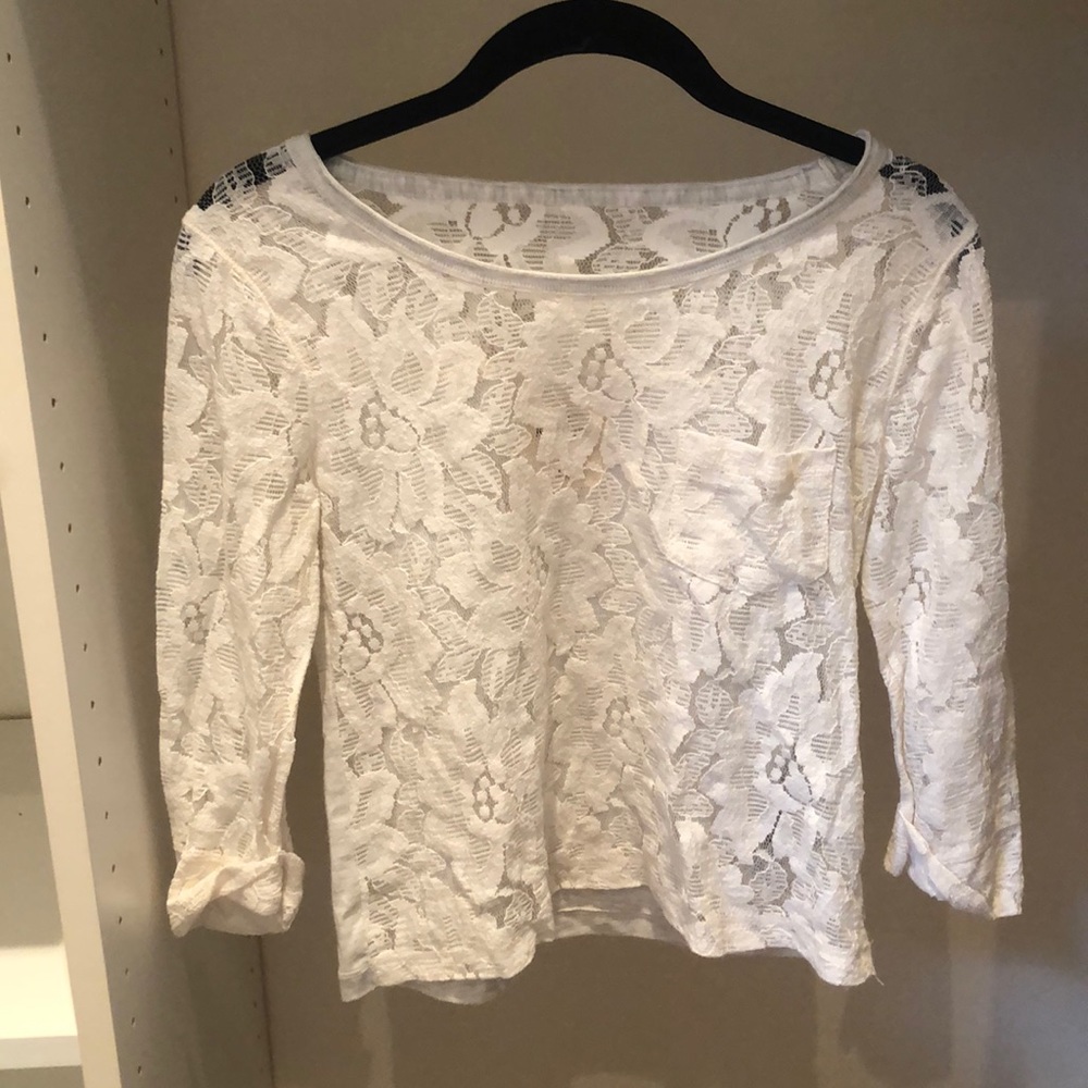 Cream lace Hollister 3/4 sleeve top